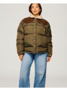 Dairy Boy Sherpa Collar Khaki Puffer Jacket